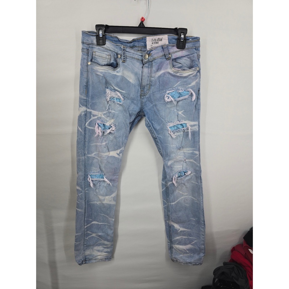 Evolution In Design Shuttle Distressed Rhinestone Blue Jeans Kids Size 20